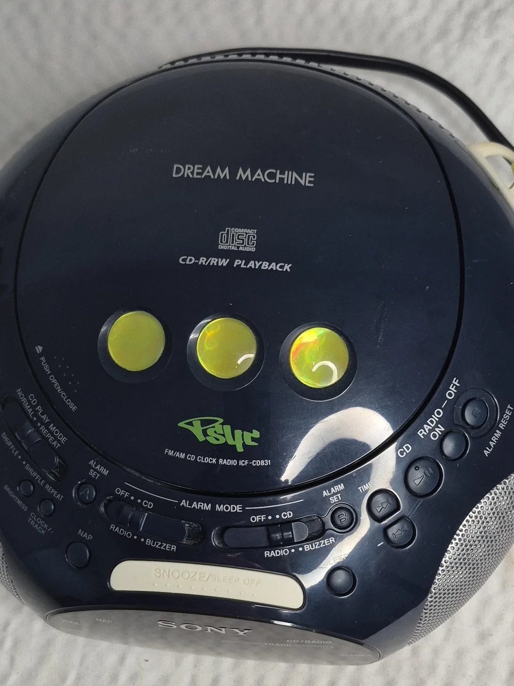 Sony Dream Machine ICF-CD831 Digital Alarm Clock Radio CD AM/FM Blue